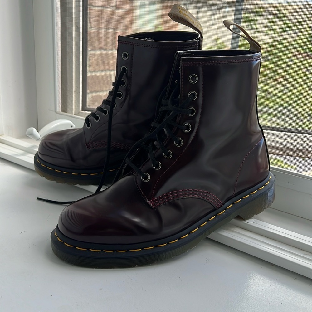 Vegan 1460 Lace Up Cherry Red Dr. Marten. Size 9